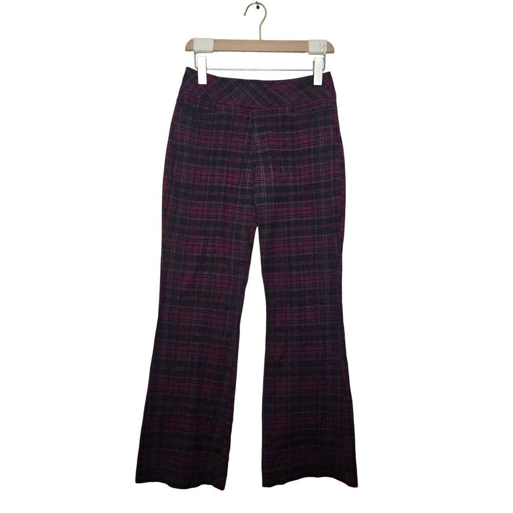 Vintage Y2K Delia's Plaid Flare Pants Size Small Gray Purple